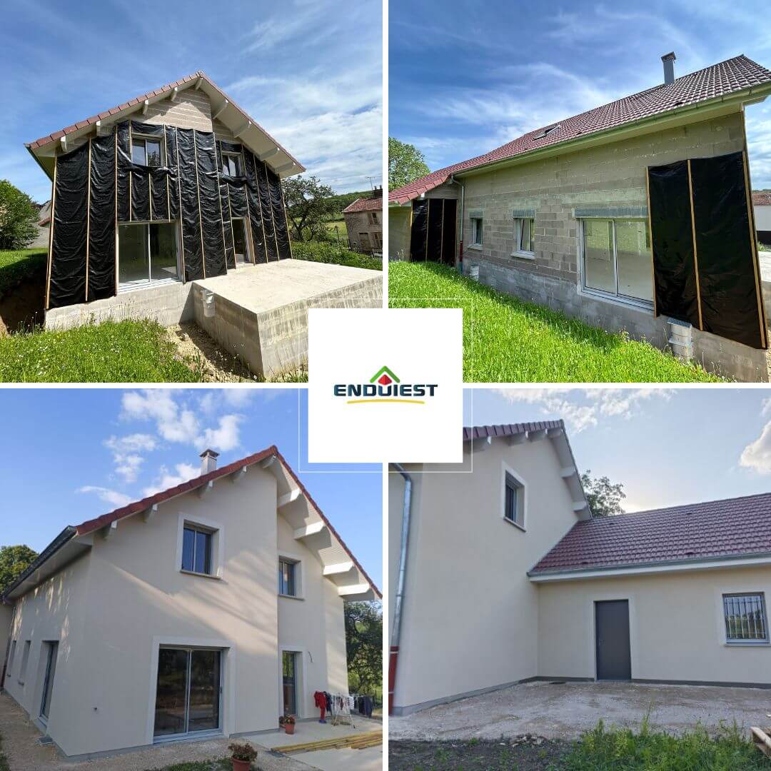 Un rendu net et soigné pour cette maison neuve grâce à l’enduit Weberlite